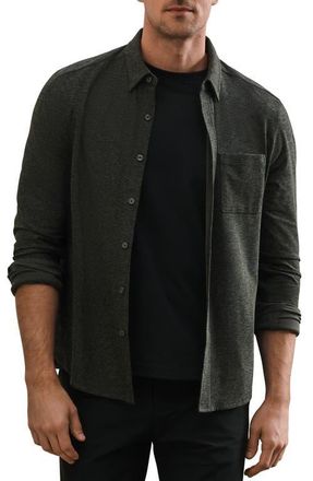 Rhone WFH Knit Button-Up Shirt in Olive Shadow/Black Heather at Nordstrom, Size Xx-Large