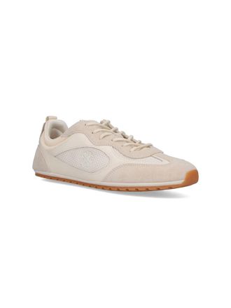 Tory Burch Suede and Mesh Low-Top Sneaker - White
