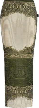 Jean Paul Gaultier Re-edition - The Green Cartouche maxi-rok met print - Beige
