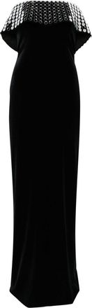 Nissa mirror-embellished velvet gown - women - Polyester/Viscose/Elastane/Spandex/Elastane - 36 - Black