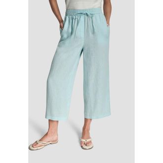 DKNY Drawstring Crop Linen Pants in Aqua at Nordstrom, Size X-Small