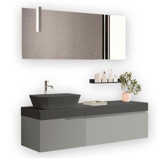 Aquadesign Mueble de ba&ntilde;o 7 piezas en mdf gris mate