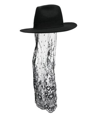 Isabel Benenato lace-detailed hat - women - Fabric - M - Black