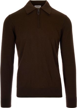 Paolo Pecora Long-Sleeve Virgin Wool Polo With Ribbed Details