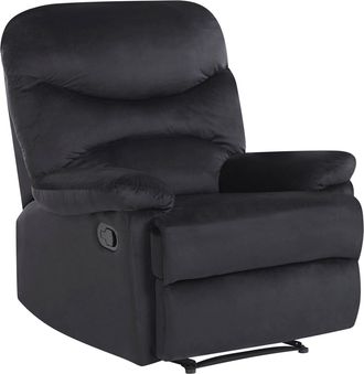 Beliani Beliani - Sill&oacute;n Reclinable Tapizado En Terciopelo Negro Respaldo Y Reposapi&eacute;s Ajustables Manualmente Estilo Retro Eslov