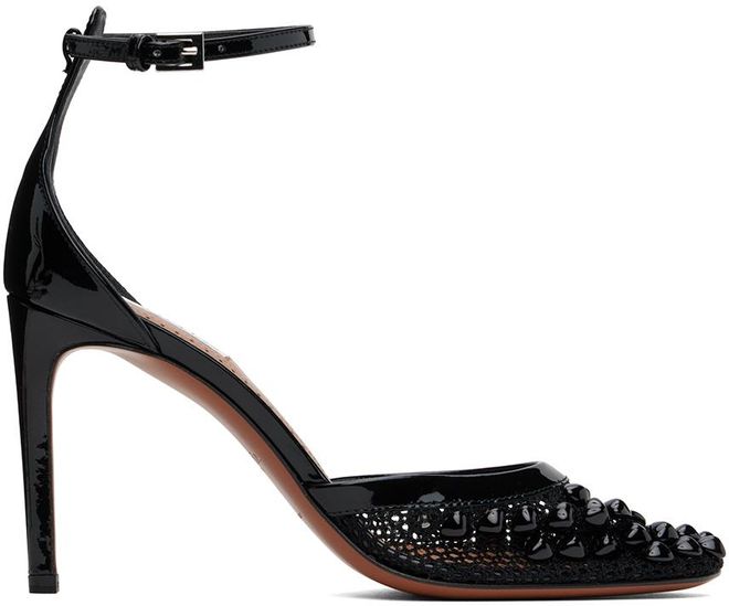 Alaia Chaussures à talon aiguille noires en résille dès 1