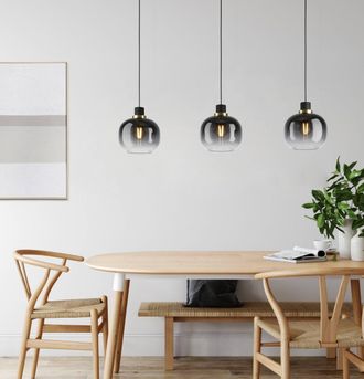 Eglo Eglo OILELLA Linear Black & Grey Glass Pendant Light
