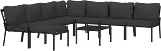 vidaXL Juego De Muebles De Jard&iacute;n 9 Piezas Acero Con Cojines Gris Vidaxl