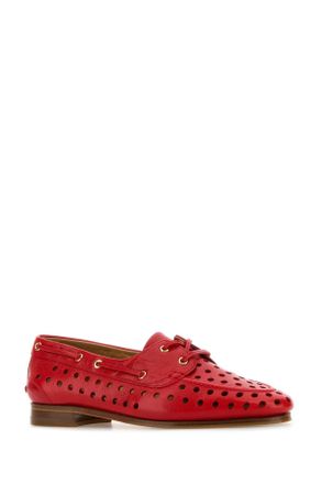 Bally Womens Red Leather Party Lace-Up Shoes Swissred24 Mocassini Loafers
