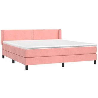 vidaXL Cama Box Spring Con Colch&oacute;n Terciopelo Rosa 180x200 Cm Vidaxl