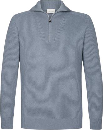 Profuomo Half Zip Blauwe Pullover Sweater - Heren - Coltruien - Blauw - XL - Truien & Vesten
