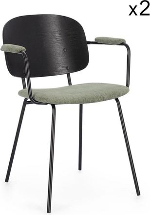 Konte Design Lote de 2 sillas de tela verde y patas negras