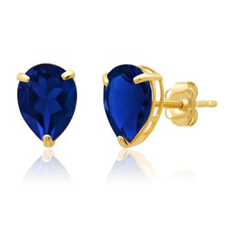 MAX + STONE 14k Yellow or White Gold Teardrop 8mm Gemstone Pear Shape Stud Earrings