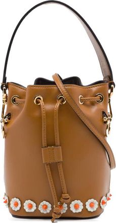Fendi Pre-owned Fendi Mini Leather Studded Floral Mon Tresor Bucket Bag Ladies OMJNZ3HQF4VUXJIR