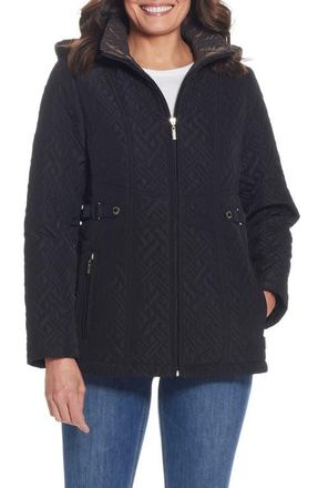 Gallery Quilted Jacket with Removable Hood in Black at Nordstrom, Size 1X