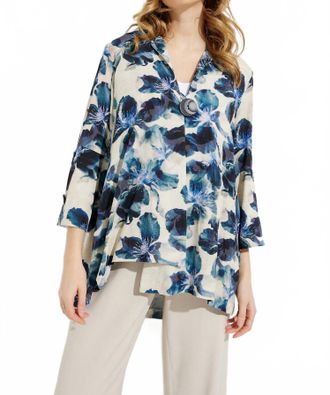 Joseph Ribkoff Floral Linen Shirt In Beige/multi