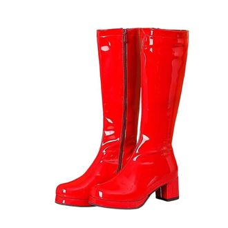 Generic Womens High Boots Patent Leather Waterproof Knee Boots Party Shoes