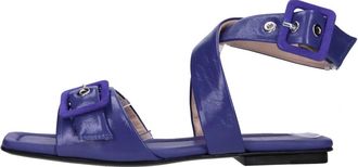 Fabi Platte Leren Sandalen - Dames - Sandalen - Paars - 39 EU - Leer - Schoenen