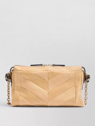Valentino Garavani panthea small leather crystal-embellished chevron shoulder bag