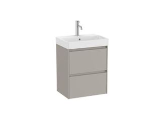 Roca Roca - Pack Unik Mueble Base Gris Compacto De 2 Cajones + Lavabo Ona Medidas: 500x360x645 Mm
