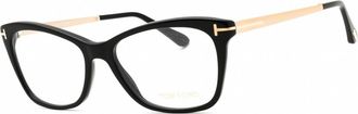 Tom Ford Ladies Shiny Black Cat Eye Eyeglass Frames FT5353 001 52