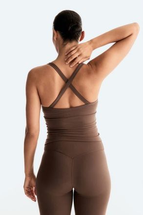 H&M Integral-bra Sports Top With Softmove in Mocha at Nordstrom, Size X-Large