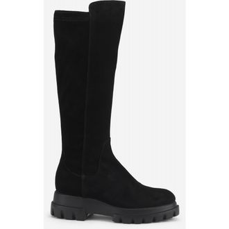 AGL Malika Boot With Chunky Sole in Black Velour at Nordstrom, Size 38