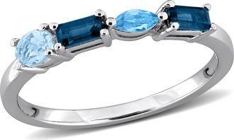 Mimi & Max Multi-Gem Four Stone Ring Sterling Silver