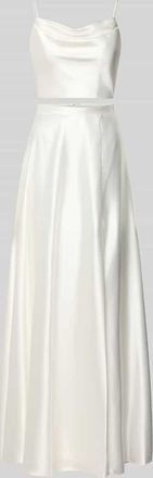 Luxuar Luxuar Maxirock aus Satin mit Rei&szlig;verschluss in Offwhite, Gr&ouml;&szlig;e 44