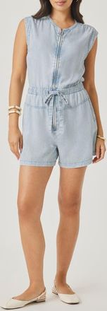 Splendid Rosalie Tie Waist Denim Romper in Bleached Indigo Blue at Nordstrom, Size X-Large