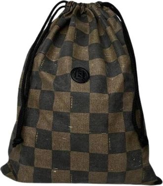 Fendi Pre-owned Checked Leather Drawstring Bag - Dames - Vintage Clutch - Bruin - ONE Size - Leer - Vintage