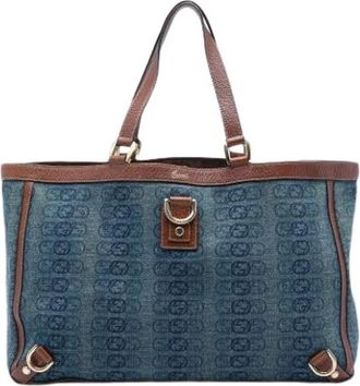 Gucci Pre-owned Abbey D-Ring Tote Bag - Dames - Vintage Shopper - Blauw - ONE Size - Denim - Vintage