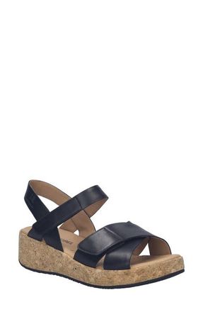 Josef Seibel Evita 03 Slingback Platform Wedge Sandal in Black Leather at Nordstrom, Size 11-11.5Us