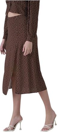 Kocca Midi Skirts, female, Brown, Size: L Polka Dot Maxi Skirt with Front Slit