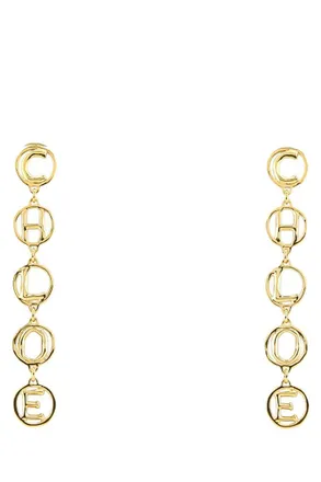Chlo&eacute; Golden Logo Script Earrings