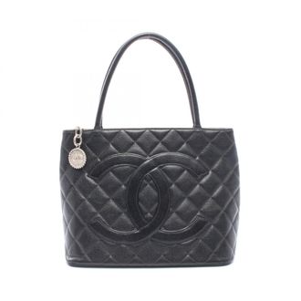 Chanel Black Grained Calfskin Handbag Tote Bag (Pre-Owned)