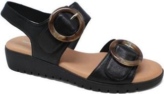 Django & Juliette Meldrick Low Wedge Sandal in Black-Black Sole Leather at Nordstrom, Size 37