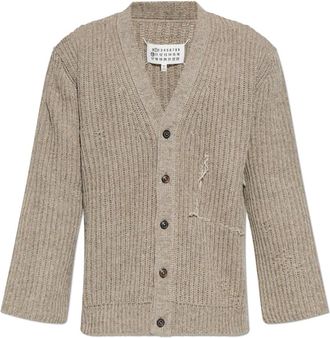 Maison Margiela Vintage-effect Cardigan - Heren - Vesten - Beige - XS - Katoen - Truien & Vesten