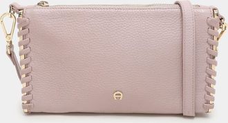 Aigner Lilac Leather Top Zip Shoulder Bag