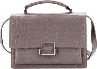 Saint Laurent Bellechasse Crocodile Embossed Leather Medium satchel - Grigio