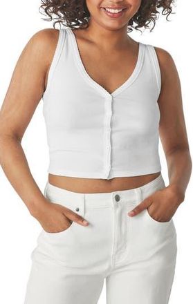 Florence By Mills Rib Button-Up Tank Top in White at Nordstrom Rack, Size Xx-Small