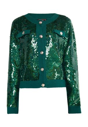 Faina Vest met pailletten Dames Smaragdgroen