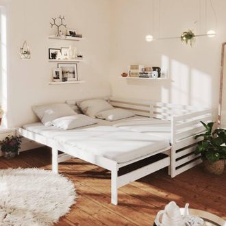 vidaXL Sof&aacute; Cama Extra&iacute;ble Sin Colch&oacute;n Blanco 2x(90x200) Cm Vidaxl