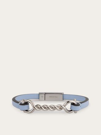 Ferragamo Men Gancini leather bracelet (20cm) Blue