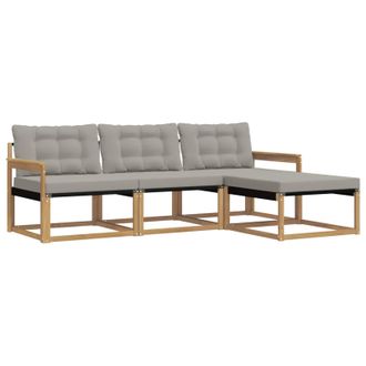 vidaXL Conjunto De Sof&aacute;s De Exterior 4 Pcs Blanco Y Gris Claro Vidaxl