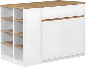 Vente-Unique Vente-unique - Isola centrale da cucina con vani portaoggetti Bianco e Rovere - meili