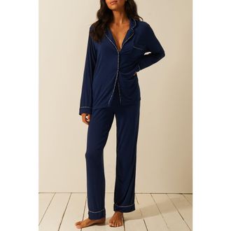 Stripe and Stare Long Pyjama Set in Ocean at Nordstrom, Size X-Small Uk