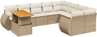 vidaXL Juego De Sof&aacute;s Jard&iacute;n Con Cojines Beige 10 Pzas Rat&aacute;n Sint&eacute;tico Vidaxl