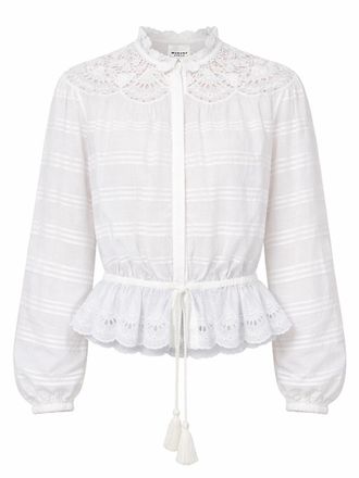 Isabel Marant Polly Striped Lace Yoke Blouse