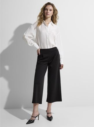Ichi Womens Structured jersey pleated cropped pant